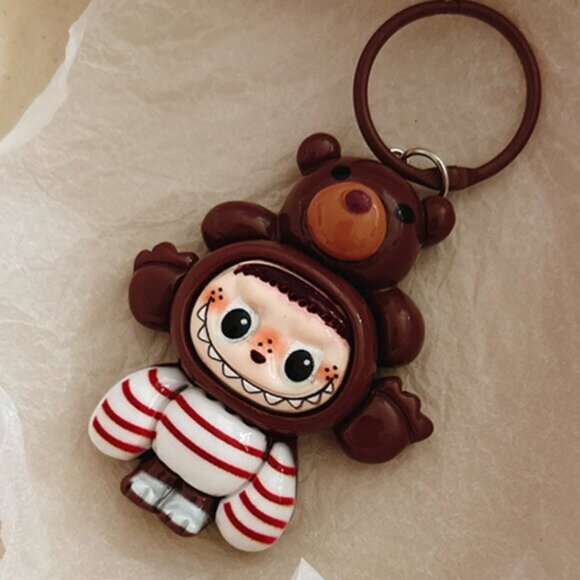 New Popular Hot! mini brown Mocha bunny Labubu Baby keychain dangeler figure - Picture 1 of 2